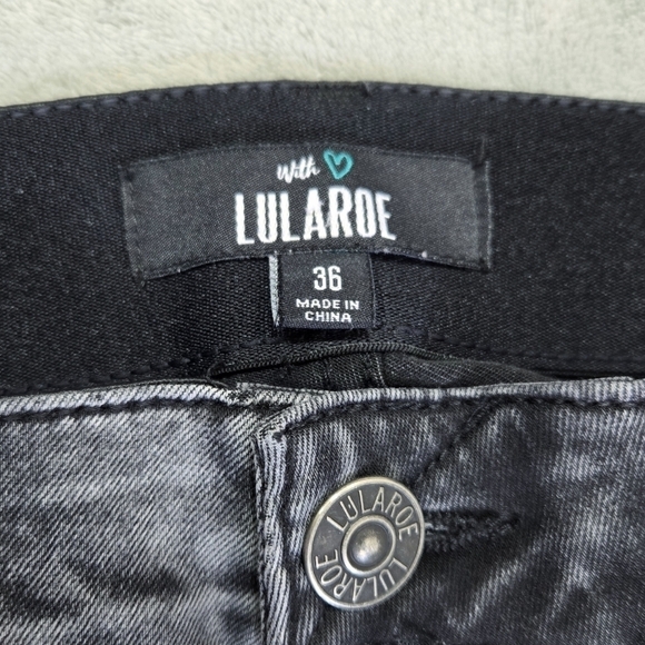 Lularoe Charcoal Acid Wash Skinny Jeans Magic Elastic Waistband L-161367 - Picture 6 of 11